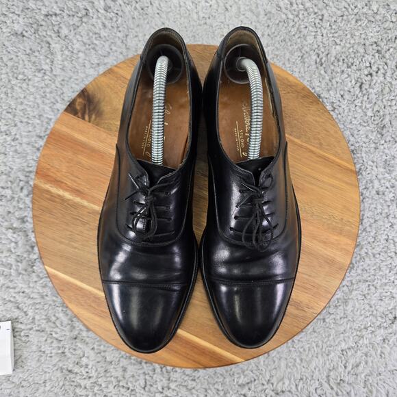 Salvatore Ferragamo Mens 9D Black Leather Office Daily Cap Toe Oxford Dress Shoe main image 7